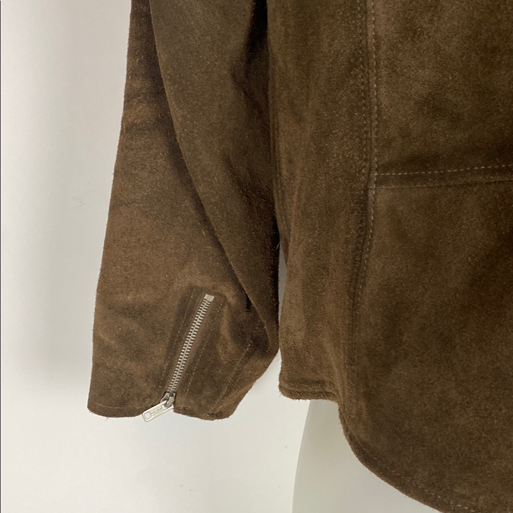 Buck Mason Brown Suede Leather Moto Jacket Size Small - Picture 8 of 10